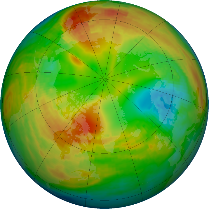 Arctic ozone map for 09 February 1992